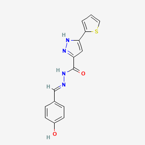 molecular formula C15H12N4O2S B11675027 N'-[(E)-(4-hydroxyphenyl)methylidene]-3-(2-thienyl)-1H-pyrazole-5-carbohydrazide 