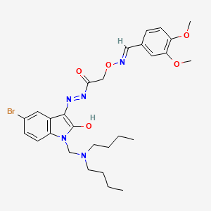 molecular formula C28H36BrN5O5 B11675030 N'-{(3Z)-5-bromo-1-[(dibutylamino)methyl]-2-oxo-1,2-dihydro-3H-indol-3-ylidene}-2-({[(E)-(3,4-dimethoxyphenyl)methylidene]amino}oxy)acetohydrazide 