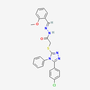 molecular formula C24H20ClN5O2S B11675044 2-{[5-(4-chlorophenyl)-4-phenyl-4H-1,2,4-triazol-3-yl]sulfanyl}-N'-[(E)-(2-methoxyphenyl)methylidene]acetohydrazide 