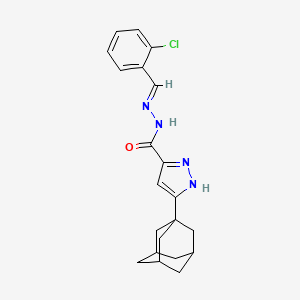 molecular formula C21H23ClN4O B11675066 (E)-3-((1S,3s)-adamantan-1-yl)-N'-(2-chlorobenzylidene)-1H-pyrazole-5-carbohydrazide 