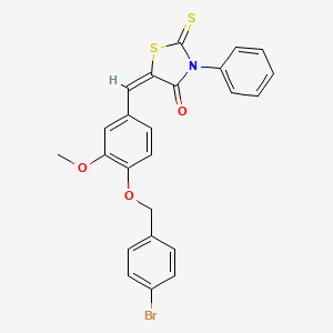 (5E)-5-{4-[(4-bromobenzyl)oxy]-3-methoxybenzylidene}-3-phenyl-2-thioxo-1,3-thiazolidin-4-one