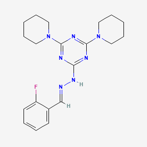 2-[(2E)-2-(2-fluorobenzylidene)hydrazinyl]-4,6-di(piperidin-1-yl)-1,3,5-triazine