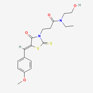 molecular formula C18H22N2O4S2 B11675114 N-ethyl-N-(2-hydroxyethyl)-3-[(5Z)-5-[(4-methoxyphenyl)methylidene]-4-oxo-2-sulfanylidene-1,3-thiazolidin-3-yl]propanamide 