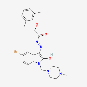 molecular formula C24H28BrN5O3 B11675127 N'-{(3Z)-5-bromo-1-[(4-methylpiperazin-1-yl)methyl]-2-oxo-1,2-dihydro-3H-indol-3-ylidene}-2-(2,6-dimethylphenoxy)acetohydrazide 