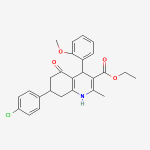 Ethyl 7-(4-chlorophenyl)-4-(2-methoxyphenyl)-2-methyl-5-oxo-1,4,5,6,7,8-hexahydroquinoline-3-carboxylate