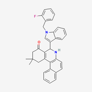 molecular formula C34H29FN2O B11675146 5-[1-(2-fluorobenzyl)-1H-indol-3-yl]-2,2-dimethyl-2,3,5,6-tetrahydrobenzo[a]phenanthridin-4(1H)-one 