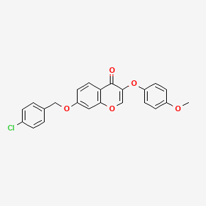 molecular formula C23H17ClO5 B11675180 7-((4-chlorobenzyl)oxy)-3-(4-methoxyphenoxy)-4H-chromen-4-one 