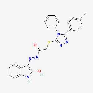 molecular formula C25H20N6O2S B11675259 2-{[5-(4-methylphenyl)-4-phenyl-4H-1,2,4-triazol-3-yl]sulfanyl}-N'-[(3Z)-2-oxo-1,2-dihydro-3H-indol-3-ylidene]acetohydrazide 