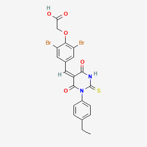 (2,6-dibromo-4-{(E)-[1-(4-ethylphenyl)-4,6-dioxo-2-thioxotetrahydropyrimidin-5(2H)-ylidene]methyl}phenoxy)acetic acid