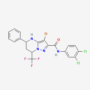 molecular formula C20H14BrCl2F3N4O B11675335 3-bromo-N-(3,4-dichlorophenyl)-5-phenyl-7-(trifluoromethyl)-4,5,6,7-tetrahydropyrazolo[1,5-a]pyrimidine-2-carboxamide 