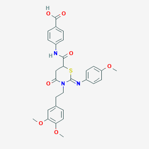 4-[({(2Z)-3-[2-(3,4-dimethoxyphenyl)ethyl]-2-[(4-methoxyphenyl)imino]-4-oxo-1,3-thiazinan-6-yl}carbonyl)amino]benzoic acid