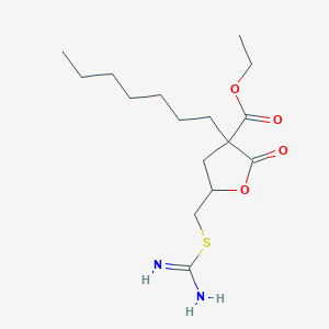 molecular formula C16H28N2O4S B11675418 Ethyl 5-[(carbamimidoylsulfanyl)methyl]-3-heptyl-2-oxooxolane-3-carboxylate 