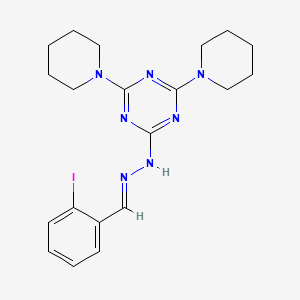 molecular formula C20H26IN7 B11675426 2-[(2E)-2-(2-iodobenzylidene)hydrazinyl]-4,6-di(piperidin-1-yl)-1,3,5-triazine 