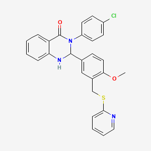 molecular formula C27H22ClN3O2S B11675442 3-(4-chlorophenyl)-2-{4-methoxy-3-[(pyridin-2-ylsulfanyl)methyl]phenyl}-2,3-dihydroquinazolin-4(1H)-one 