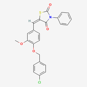 (5E)-5-{4-[(4-chlorobenzyl)oxy]-3-methoxybenzylidene}-3-phenyl-1,3-thiazolidine-2,4-dione