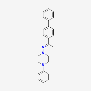 molecular formula C24H25N3 B11675456 N-(1-(1,1'-Biphenyl)-4-ylethylidene)-4-phenyl-1-piperazinamine 