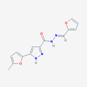 molecular formula C14H12N4O3 B11675478 N'-[(E)-furan-2-ylmethylidene]-3-(5-methylfuran-2-yl)-1H-pyrazole-5-carbohydrazide 