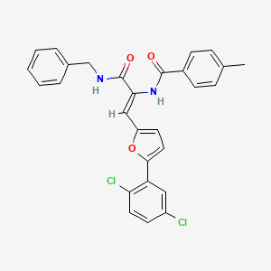 molecular formula C28H22Cl2N2O3 B11675482 N-{(1Z)-3-(benzylamino)-1-[5-(2,5-dichlorophenyl)furan-2-yl]-3-oxoprop-1-en-2-yl}-4-methylbenzamide 