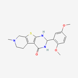 molecular formula C18H21N3O3S B11675493 5-(2,5-dimethoxyphenyl)-11-methyl-8-thia-4,6,11-triazatricyclo[7.4.0.02,7]trideca-1(9),2(7)-dien-3-one 