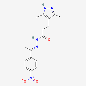 3-(3,5-dimethyl-1H-pyrazol-4-yl)-N'-[(1E)-1-(4-nitrophenyl)ethylidene]propanehydrazide