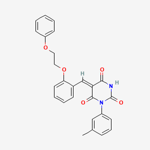 (5Z)-1-(3-Methylphenyl)-5-{[2-(2-phenoxyethoxy)phenyl]methylidene}-1,3-diazinane-2,4,6-trione