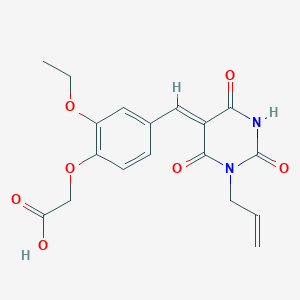 (2-ethoxy-4-{(Z)-[2,4,6-trioxo-1-(prop-2-en-1-yl)tetrahydropyrimidin-5(2H)-ylidene]methyl}phenoxy)acetic acid