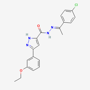 molecular formula C20H19ClN4O2 B11675562 N'-(1-(4-Chlorophenyl)ethylidene)3-(3-ethoxyphenyl)-1H-pyrazole-5-carbohydrazide 