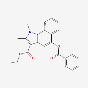 molecular formula C24H21NO4 B11675578 ethyl 5-(benzoyloxy)-1,2-dimethyl-1H-benzo[g]indole-3-carboxylate 