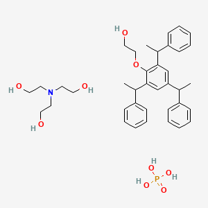 molecular formula C6H15NO3.x((C2H4O)nC30H30O).x(H3PO4) B1167561 Ethanol, 2,2,2-nitrilotris-, compd. with alpha-2,4,6-tris(1-phenylethyl)phenyl-omega-hydroxypoly(oxy-1,2-ethanediyl) phosphate CAS No. 105362-40-1