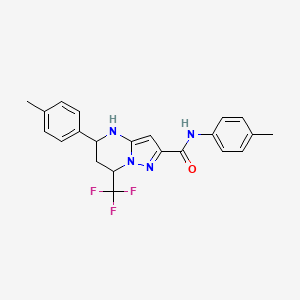 molecular formula C22H21F3N4O B11675657 N,5-bis(4-methylphenyl)-7-(trifluoromethyl)-4,5,6,7-tetrahydropyrazolo[1,5-a]pyrimidine-2-carboxamide 