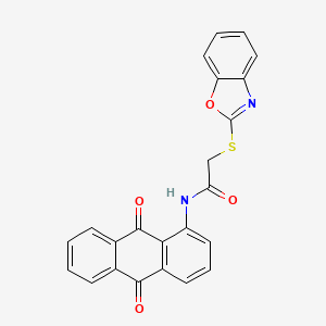 molecular formula C23H14N2O4S B11675688 2-(1,3-benzoxazol-2-ylsulfanyl)-N-(9,10-dioxo-9,10-dihydroanthracen-1-yl)acetamide 