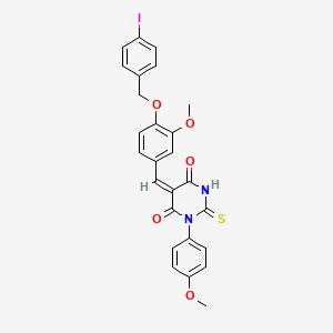 (5E)-5-{4-[(4-iodobenzyl)oxy]-3-methoxybenzylidene}-1-(4-methoxyphenyl)-2-thioxodihydropyrimidine-4,6(1H,5H)-dione