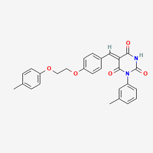 molecular formula C27H24N2O5 B11675709 (5Z)-5-{4-[2-(4-methylphenoxy)ethoxy]benzylidene}-1-(3-methylphenyl)pyrimidine-2,4,6(1H,3H,5H)-trione 