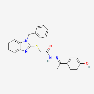 molecular formula C24H22N4O2S B11675711 2-[(1-benzyl-1H-benzimidazol-2-yl)thio]-N'-[(E)-1-(4-hydroxyphenyl)ethylidene]acetohydrazide 