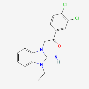 molecular formula C17H15Cl2N3O B11675716 1-(3,4-Dichlorophenyl)-2-(3-ethyl-2-iminobenzimidazol-1-yl)ethanone 