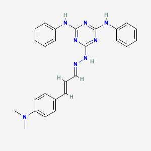 molecular formula C26H26N8 B11675728 6-[(2E)-2-{(2E)-3-[4-(dimethylamino)phenyl]prop-2-en-1-ylidene}hydrazinyl]-N,N'-diphenyl-1,3,5-triazine-2,4-diamine 