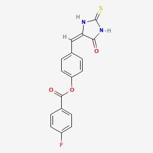 4-[(E)-(5-oxo-2-thioxoimidazolidin-4-ylidene)methyl]phenyl 4-fluorobenzoate