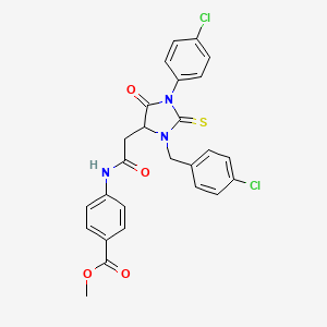 Methyl 4-({[3-(4-chlorobenzyl)-1-(4-chlorophenyl)-5-oxo-2-thioxoimidazolidin-4-yl]acetyl}amino)benzoate