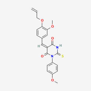 (5E)-1-(4-methoxyphenyl)-5-[3-methoxy-4-(prop-2-en-1-yloxy)benzylidene]-2-thioxodihydropyrimidine-4,6(1H,5H)-dione