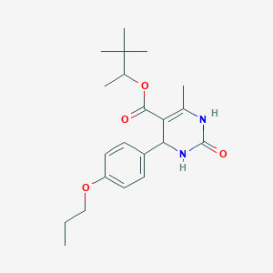 molecular formula C21H30N2O4 B11675800 3,3-Dimethylbutan-2-yl 6-methyl-2-oxo-4-(4-propoxyphenyl)-1,2,3,4-tetrahydropyrimidine-5-carboxylate 