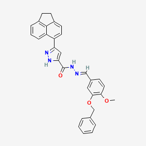 molecular formula C31H26N4O3 B11675801 N'-{(E)-[3-(Benzyloxy)-4-methoxyphenyl]methylidene}-3-(1,2-dihydro-5-acenaphthylenyl)-1H-pyrazole-5-carbohydrazide 