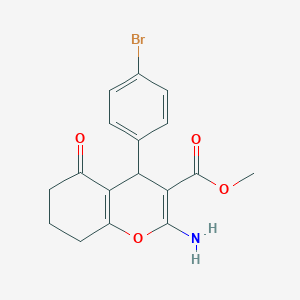 molecular formula C17H16BrNO4 B11675803 methyl 2-amino-4-(4-bromophenyl)-5-oxo-5,6,7,8-tetrahydro-4H-chromene-3-carboxylate 