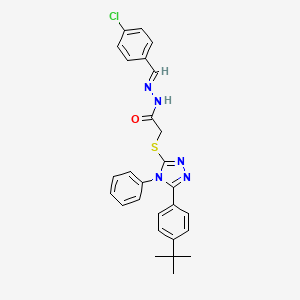 molecular formula C27H26ClN5OS B11675807 2-{[5-(4-tert-butylphenyl)-4-phenyl-4H-1,2,4-triazol-3-yl]sulfanyl}-N'-[(E)-(4-chlorophenyl)methylidene]acetohydrazide 