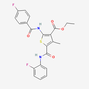 molecular formula C22H18F2N2O4S B11675815 Ethyl 5-[(2-fluorophenyl)carbamoyl]-2-{[(4-fluorophenyl)carbonyl]amino}-4-methylthiophene-3-carboxylate 