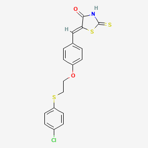 (5Z)-5-(4-{2-[(4-chlorophenyl)sulfanyl]ethoxy}benzylidene)-2-thioxo-1,3-thiazolidin-4-one