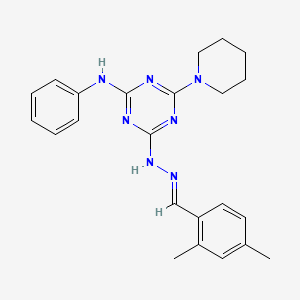 4-[(2E)-2-(2,4-dimethylbenzylidene)hydrazinyl]-N-phenyl-6-(piperidin-1-yl)-1,3,5-triazin-2-amine