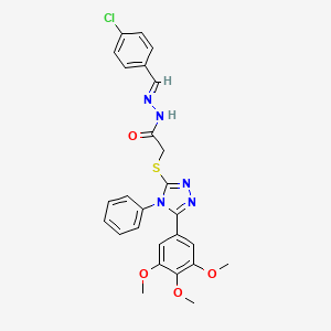 molecular formula C26H24ClN5O4S B11675839 N'-[(E)-(4-chlorophenyl)methylidene]-2-{[4-phenyl-5-(3,4,5-trimethoxyphenyl)-4H-1,2,4-triazol-3-yl]sulfanyl}acetohydrazide 