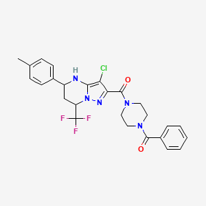 [3-Chloro-5-(4-methylphenyl)-7-(trifluoromethyl)-4,5,6,7-tetrahydropyrazolo[1,5-a]pyrimidin-2-yl][4-(phenylcarbonyl)piperazin-1-yl]methanone