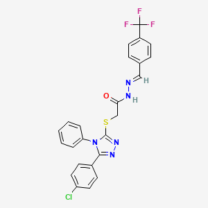 molecular formula C24H17ClF3N5OS B11675868 2-{[5-(4-chlorophenyl)-4-phenyl-4H-1,2,4-triazol-3-yl]sulfanyl}-N'-{(E)-[4-(trifluoromethyl)phenyl]methylidene}acetohydrazide 