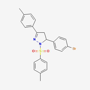 molecular formula C23H21BrN2O2S B11675894 5-(4-bromophenyl)-3-(4-methylphenyl)-1-[(4-methylphenyl)sulfonyl]-4,5-dihydro-1H-pyrazole 